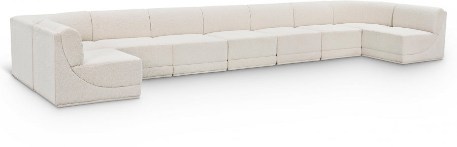 Meridian Furniture - Ollie 218" Boucle Fabric Upholstered 9 Piece Modular Sectional - 118Cream-Sec9A - GreatFurnitureDeal