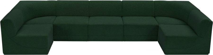 Meridian Furniture - Ollie 158" Boucle Fabric Upholstered 7 Piece Modular Sectional - 118Green-Sec7A - GreatFurnitureDeal