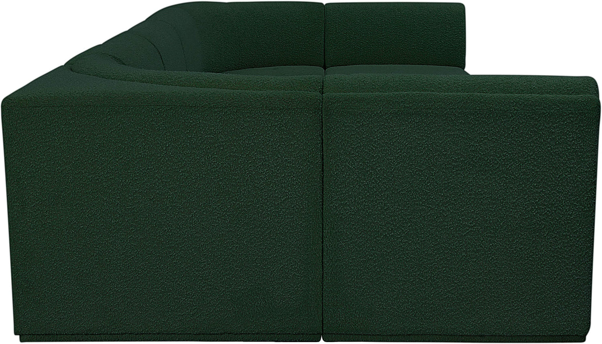 Meridian Furniture - Ollie 158" Boucle Fabric Upholstered 7 Piece Modular Sectional - 118Green-Sec7A - GreatFurnitureDeal
