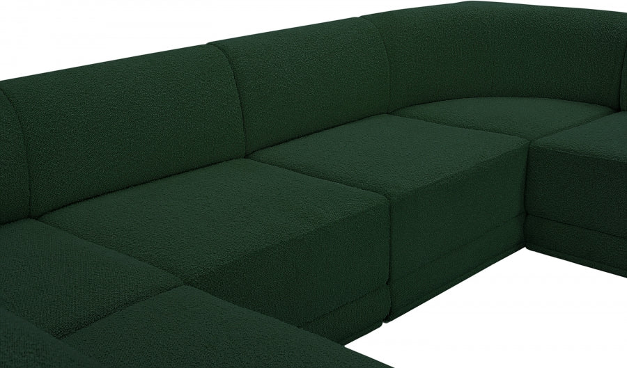 Meridian Furniture - Ollie 158" Boucle Fabric Upholstered 7 Piece Modular Sectional - 118Green-Sec7A - GreatFurnitureDeal