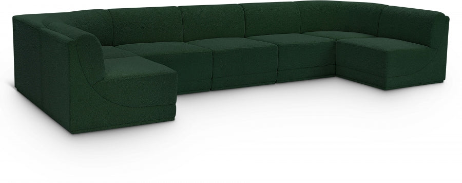 Meridian Furniture - Ollie 158" Boucle Fabric Upholstered 7 Piece Modular Sectional - 118Green-Sec7A - GreatFurnitureDeal