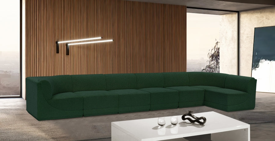 Meridian Furniture - Ollie 188" Boucle Fabric Upholstered 7 Piece Modular Sectional - 118Green-Sec7B - GreatFurnitureDeal