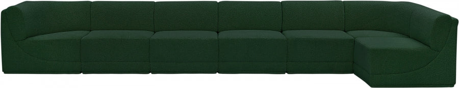 Meridian Furniture - Ollie 188" Boucle Fabric Upholstered 7 Piece Modular Sectional - 118Green-Sec7B - GreatFurnitureDeal