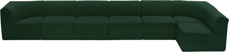 Meridian Furniture - Ollie 188" Boucle Fabric Upholstered 7 Piece Modular Sectional - 118Green-Sec7B - GreatFurnitureDeal