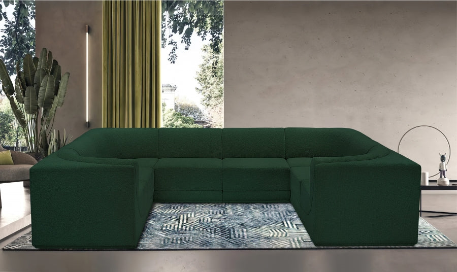 Meridian Furniture - Ollie 128" Boucle Fabric Upholstered 8 Piece Modular Sectional - 118Green-Sec8A - GreatFurnitureDeal