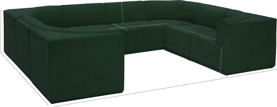 Meridian Furniture - Ollie 128" Boucle Fabric Upholstered 8 Piece Modular Sectional - 118Green-Sec8A - GreatFurnitureDeal