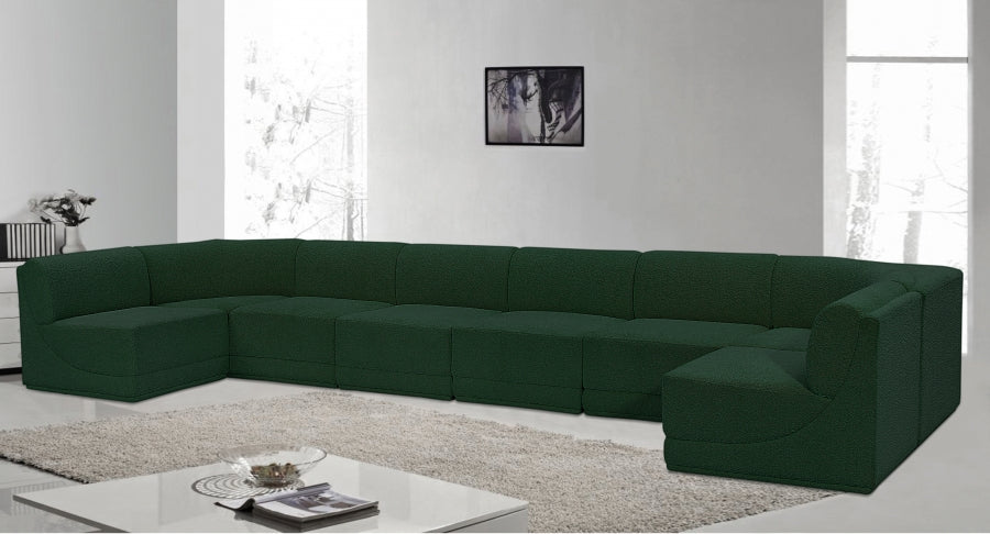 Meridian Furniture - Ollie 188" Boucle Fabric Upholstered 8 Piece Modular Sectional - 118Green-Sec8B - GreatFurnitureDeal