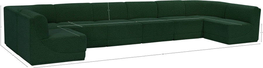 Meridian Furniture - Ollie 188" Boucle Fabric Upholstered 8 Piece Modular Sectional - 118Green-Sec8B - GreatFurnitureDeal