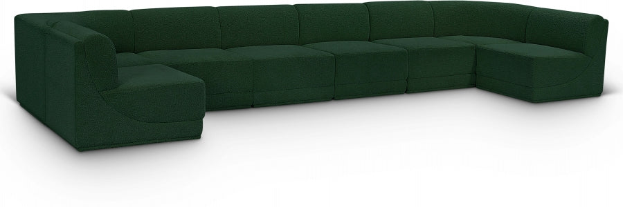 Meridian Furniture - Ollie 188" Boucle Fabric Upholstered 8 Piece Modular Sectional - 118Green-Sec8B - GreatFurnitureDeal