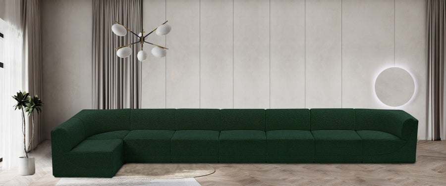 Meridian Furniture - Ollie 218" Boucle Fabric Upholstered 8 Piece Modular Sectional - 118Green-Sec8C - GreatFurnitureDeal