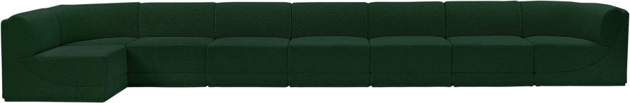 Meridian Furniture - Ollie 218" Boucle Fabric Upholstered 8 Piece Modular Sectional - 118Green-Sec8C - GreatFurnitureDeal