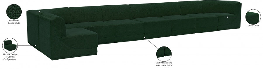 Meridian Furniture - Ollie 218" Boucle Fabric Upholstered 8 Piece Modular Sectional - 118Green-Sec8C - GreatFurnitureDeal