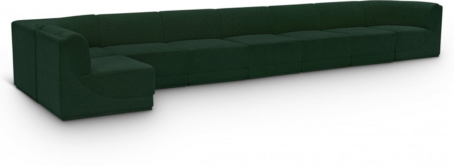 Meridian Furniture - Ollie 218" Boucle Fabric Upholstered 8 Piece Modular Sectional - 118Green-Sec8C - GreatFurnitureDeal
