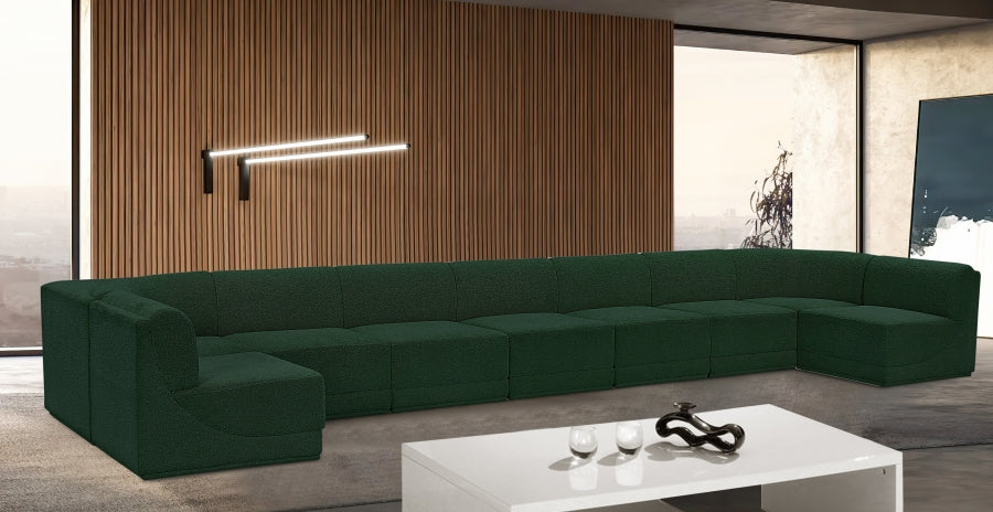 Meridian Furniture - Ollie 218" Boucle Fabric Upholstered 9 Piece Modular Sectional - 118Green-Sec9A - GreatFurnitureDeal