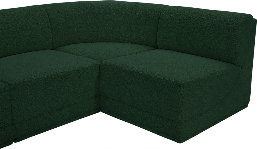 Meridian Furniture - Ollie 218" Boucle Fabric Upholstered 9 Piece Modular Sectional - 118Green-Sec9A - GreatFurnitureDeal