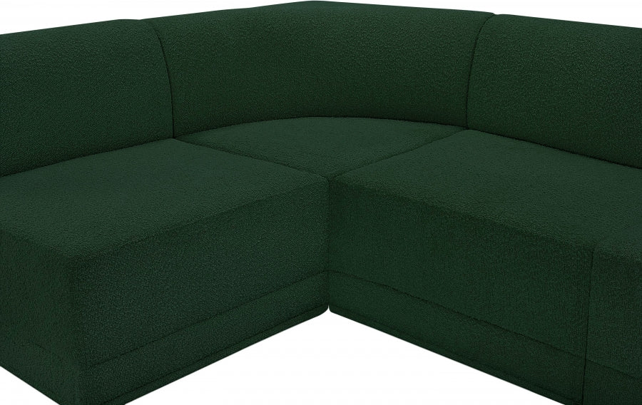 Meridian Furniture - Ollie 218" Boucle Fabric Upholstered 9 Piece Modular Sectional - 118Green-Sec9A - GreatFurnitureDeal