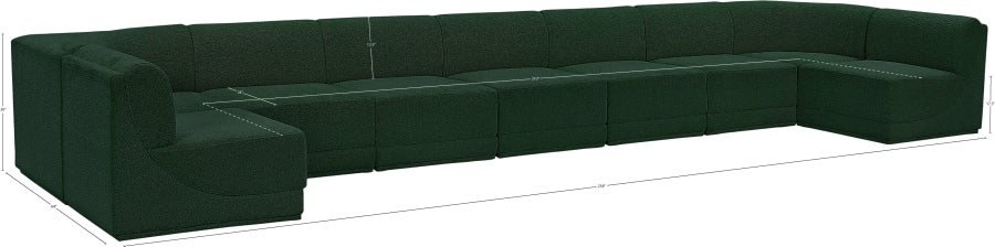 Meridian Furniture - Ollie 218" Boucle Fabric Upholstered 9 Piece Modular Sectional - 118Green-Sec9A - GreatFurnitureDeal
