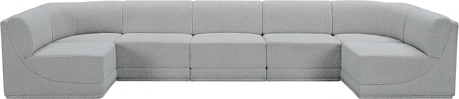Meridian Furniture - Ollie 158" Boucle Fabric Upholstered 7 Piece Modular Sectional - 18Grey-Sec7A - GreatFurnitureDeal