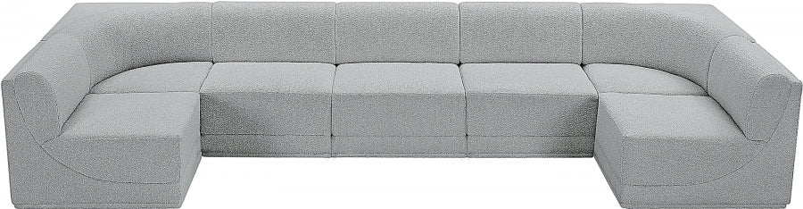 Meridian Furniture - Ollie 158" Boucle Fabric Upholstered 7 Piece Modular Sectional - 18Grey-Sec7A - GreatFurnitureDeal