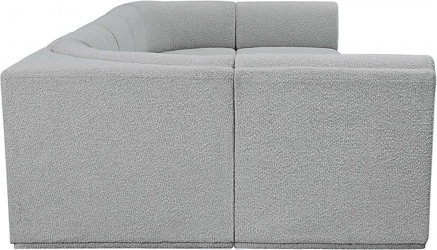 Meridian Furniture - Ollie 158" Boucle Fabric Upholstered 7 Piece Modular Sectional - 18Grey-Sec7A - GreatFurnitureDeal