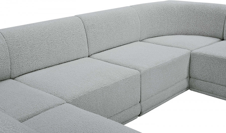 Meridian Furniture - Ollie 158" Boucle Fabric Upholstered 7 Piece Modular Sectional - 18Grey-Sec7A - GreatFurnitureDeal