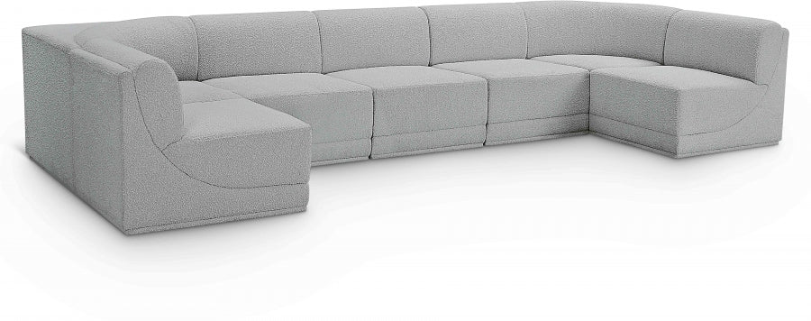 Meridian Furniture - Ollie 158" Boucle Fabric Upholstered 7 Piece Modular Sectional - 18Grey-Sec7A - GreatFurnitureDeal