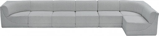 Meridian Furniture - Ollie 188" Boucle Fabric Upholstered 7 Piece Modular Sectional - 118Grey-Sec7B - GreatFurnitureDeal