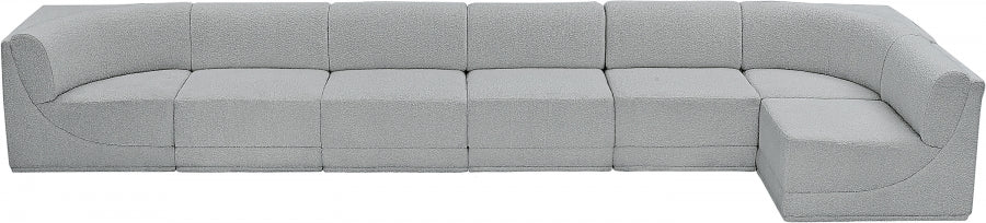 Meridian Furniture - Ollie 188" Boucle Fabric Upholstered 7 Piece Modular Sectional - 118Grey-Sec7B - GreatFurnitureDeal