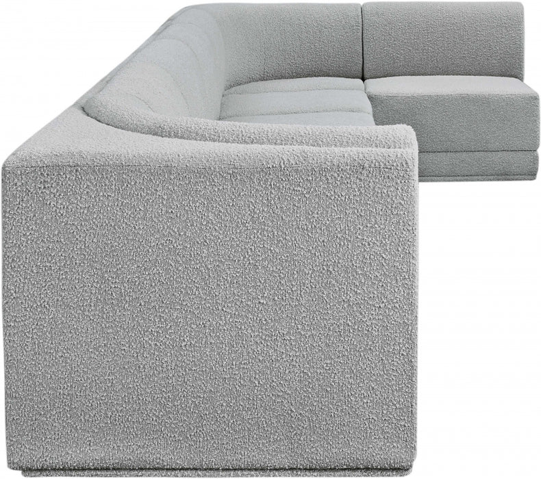 Meridian Furniture - Ollie 188" Boucle Fabric Upholstered 7 Piece Modular Sectional - 118Grey-Sec7B - GreatFurnitureDeal