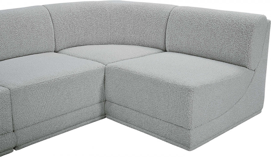 Meridian Furniture - Ollie 188" Boucle Fabric Upholstered 7 Piece Modular Sectional - 118Grey-Sec7B - GreatFurnitureDeal