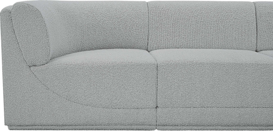 Meridian Furniture - Ollie 188" Boucle Fabric Upholstered 7 Piece Modular Sectional - 118Grey-Sec7B - GreatFurnitureDeal