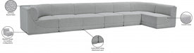 Meridian Furniture - Ollie 188" Boucle Fabric Upholstered 7 Piece Modular Sectional - 118Grey-Sec7B - GreatFurnitureDeal
