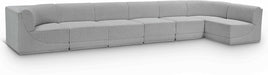 Meridian Furniture - Ollie 188" Boucle Fabric Upholstered 7 Piece Modular Sectional - 118Grey-Sec7B - GreatFurnitureDeal