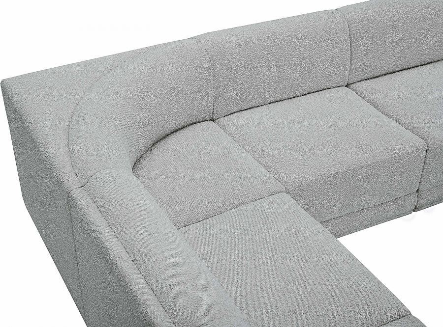 Meridian Furniture - Ollie 128" Boucle Fabric Upholstered 8 Piece Modular Sectional - 118Grey-Sec8A - GreatFurnitureDeal