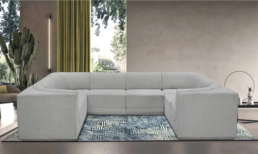 Meridian Furniture - Ollie 128" Boucle Fabric Upholstered 8 Piece Modular Sectional - 118Grey-Sec8A - GreatFurnitureDeal