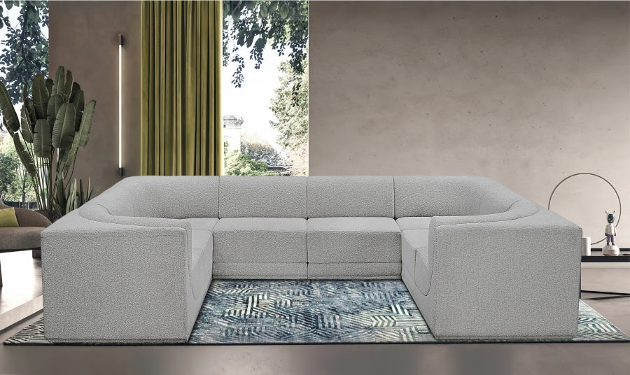 Meridian Furniture - Ollie 128" Boucle Fabric Upholstered 8 Piece Modular Sectional - 118Grey-Sec8A - GreatFurnitureDeal