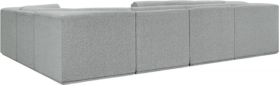 Meridian Furniture - Ollie 128" Boucle Fabric Upholstered 8 Piece Modular Sectional - 118Grey-Sec8A - GreatFurnitureDeal