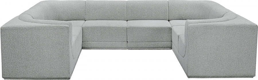 Meridian Furniture - Ollie 128" Boucle Fabric Upholstered 8 Piece Modular Sectional - 118Grey-Sec8A - GreatFurnitureDeal