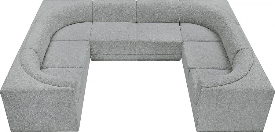 Meridian Furniture - Ollie 128" Boucle Fabric Upholstered 8 Piece Modular Sectional - 118Grey-Sec8A - GreatFurnitureDeal