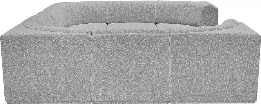 Meridian Furniture - Ollie 128" Boucle Fabric Upholstered 8 Piece Modular Sectional - 118Grey-Sec8A - GreatFurnitureDeal