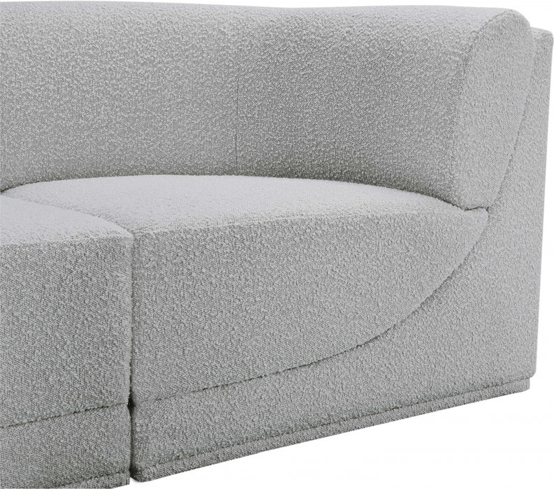Meridian Furniture - Ollie 128" Boucle Fabric Upholstered 8 Piece Modular Sectional - 118Grey-Sec8A - GreatFurnitureDeal