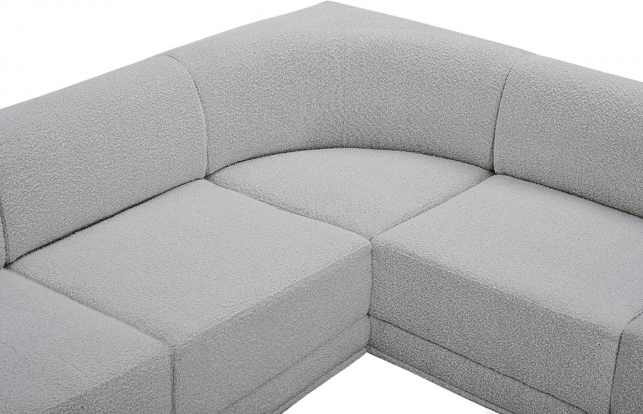 Meridian Furniture - Ollie 128" Boucle Fabric Upholstered 8 Piece Modular Sectional - 118Grey-Sec8A - GreatFurnitureDeal