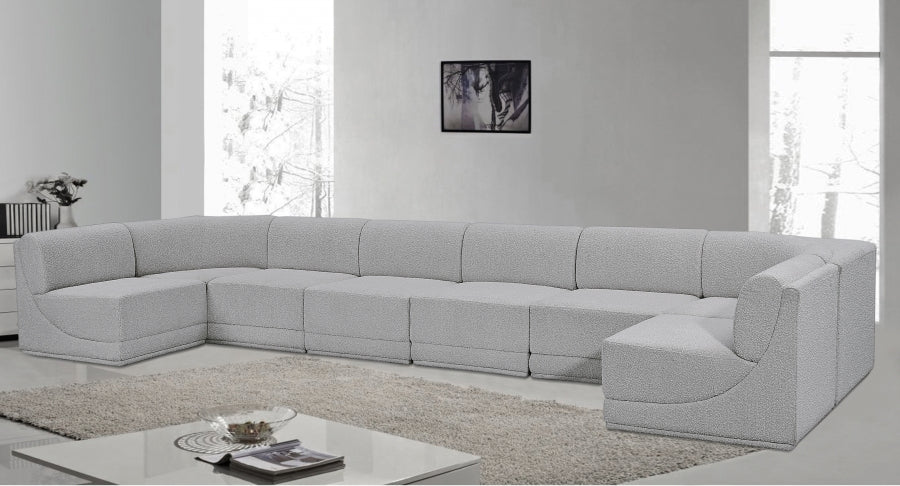 Meridian Furniture - Ollie 188" Boucle Fabric Upholstered 8 Piece Modular Sectional - 118Grey-Sec8B - GreatFurnitureDeal