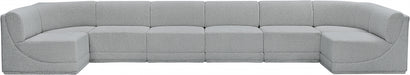 Meridian Furniture - Ollie 188" Boucle Fabric Upholstered 8 Piece Modular Sectional - 118Grey-Sec8B - GreatFurnitureDeal