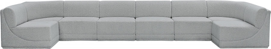 Meridian Furniture - Ollie 188" Boucle Fabric Upholstered 8 Piece Modular Sectional - 118Grey-Sec8B - GreatFurnitureDeal