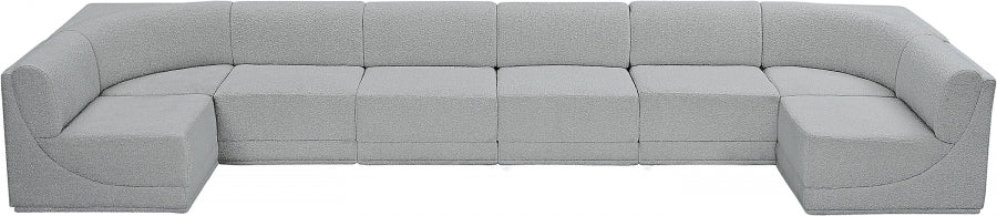 Meridian Furniture - Ollie 188" Boucle Fabric Upholstered 8 Piece Modular Sectional - 118Grey-Sec8B - GreatFurnitureDeal
