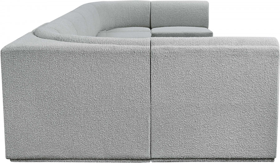 Meridian Furniture - Ollie 188" Boucle Fabric Upholstered 8 Piece Modular Sectional - 118Grey-Sec8B - GreatFurnitureDeal
