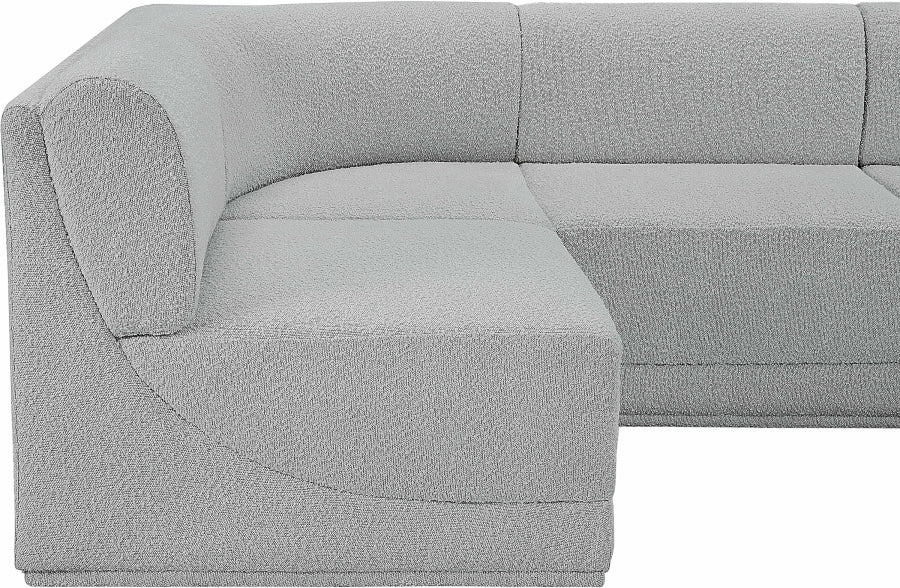 Meridian Furniture - Ollie 188" Boucle Fabric Upholstered 8 Piece Modular Sectional - 118Grey-Sec8B - GreatFurnitureDeal