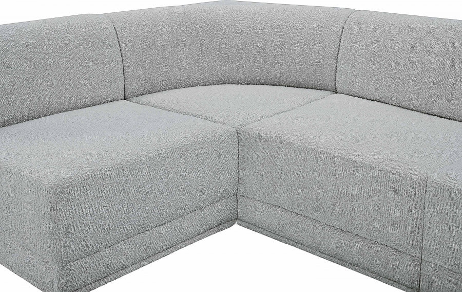 Meridian Furniture - Ollie 188" Boucle Fabric Upholstered 8 Piece Modular Sectional - 118Grey-Sec8B - GreatFurnitureDeal