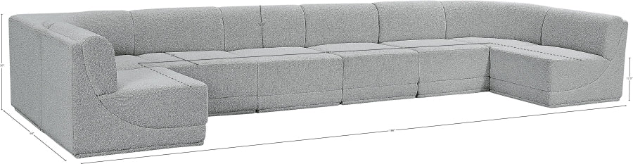 Meridian Furniture - Ollie 188" Boucle Fabric Upholstered 8 Piece Modular Sectional - 118Grey-Sec8B - GreatFurnitureDeal